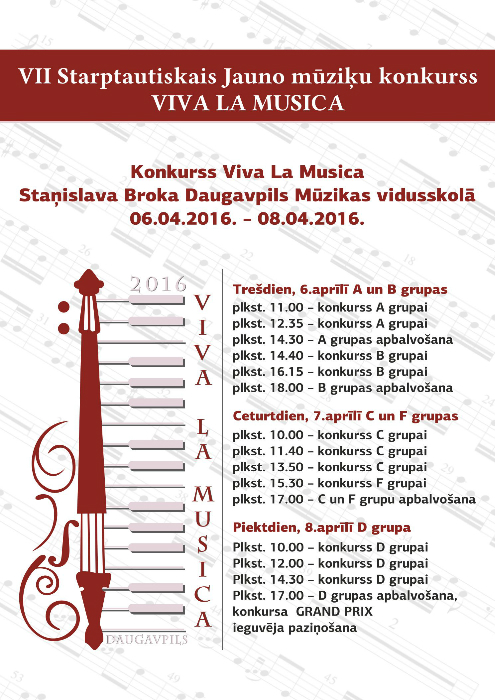 konkursa VIVA LA MUSICA afiša